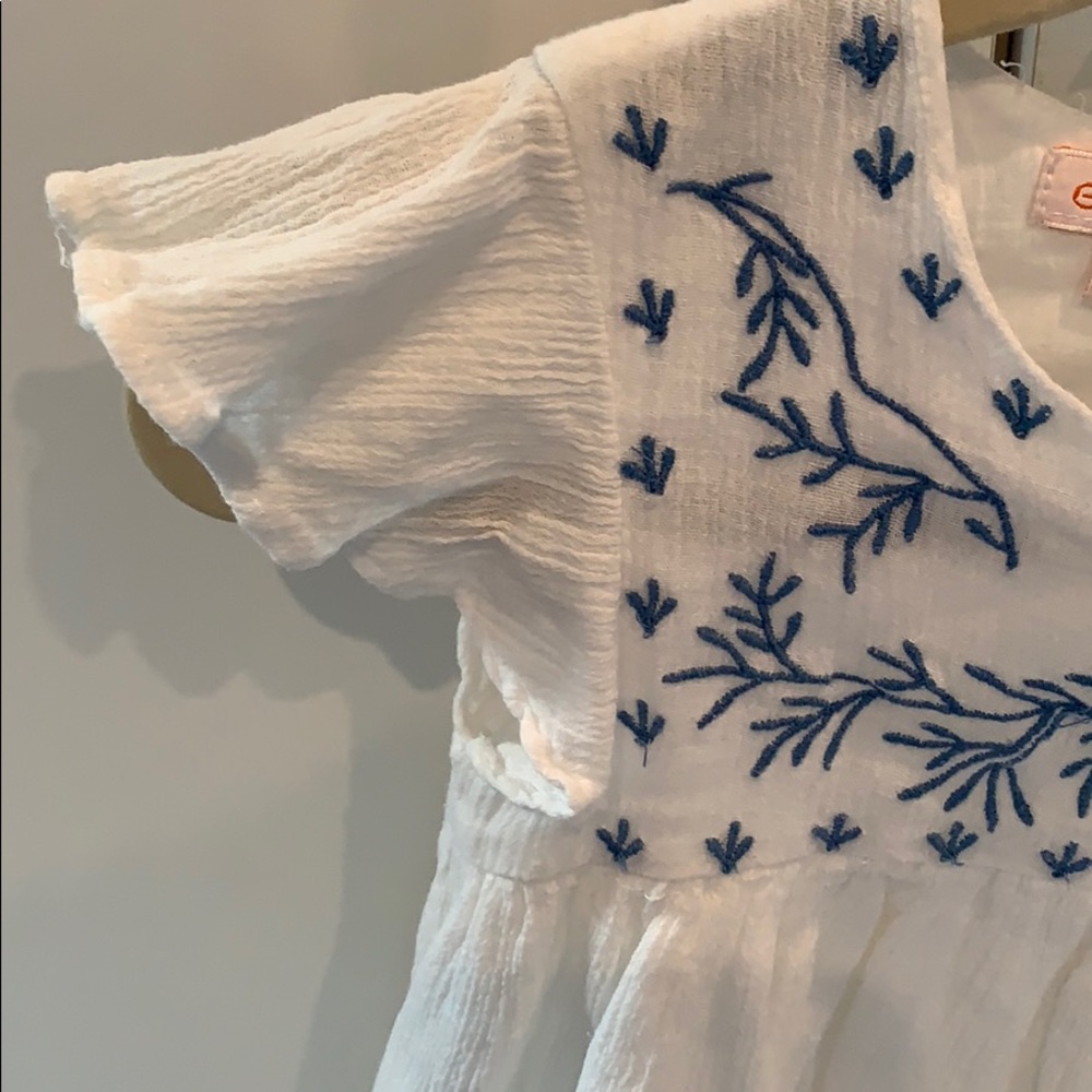 White Summer Dress w/Blue Leaves by Gocco - Picture 4 of 7